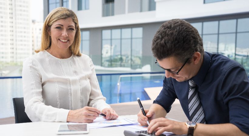Business working with accountant on finance